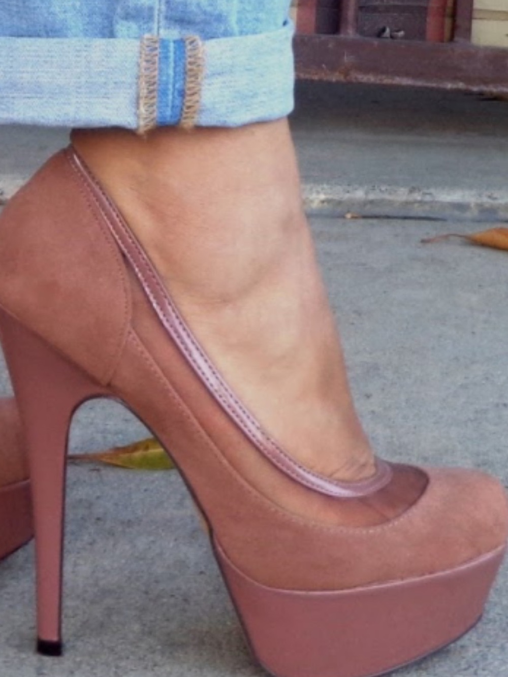 Wild Pair Blush Tan Suede Platform Pumps